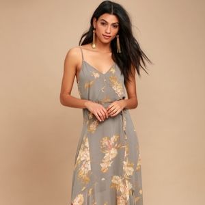 Lulu's Grey Floral Print Dress
